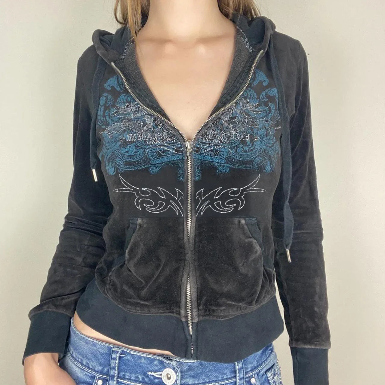 PrincessAce Dark Sparkling Zip Hoodie for Stylish Comfort