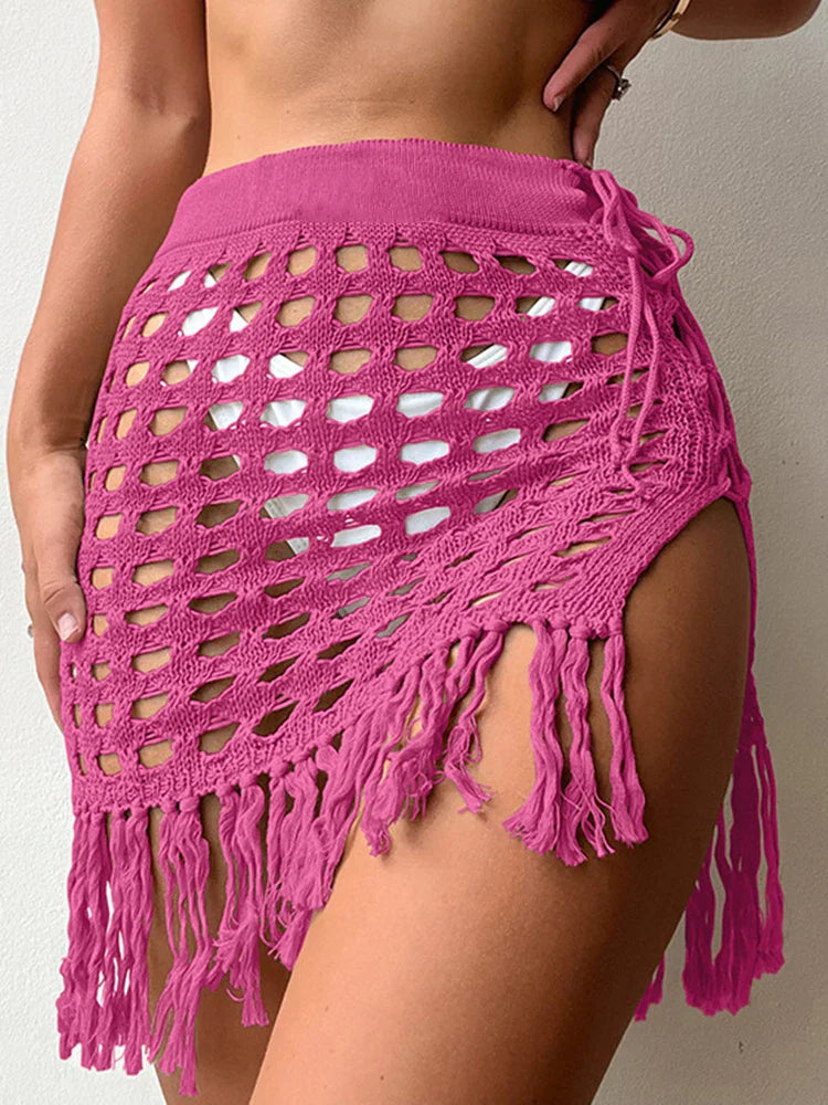 Hollow Out Mesh Beach Wrap Skirt Cover Up