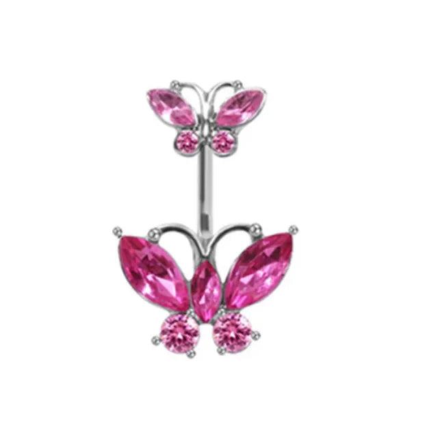 Heavenly Feathers Rose Dark Belly Ring