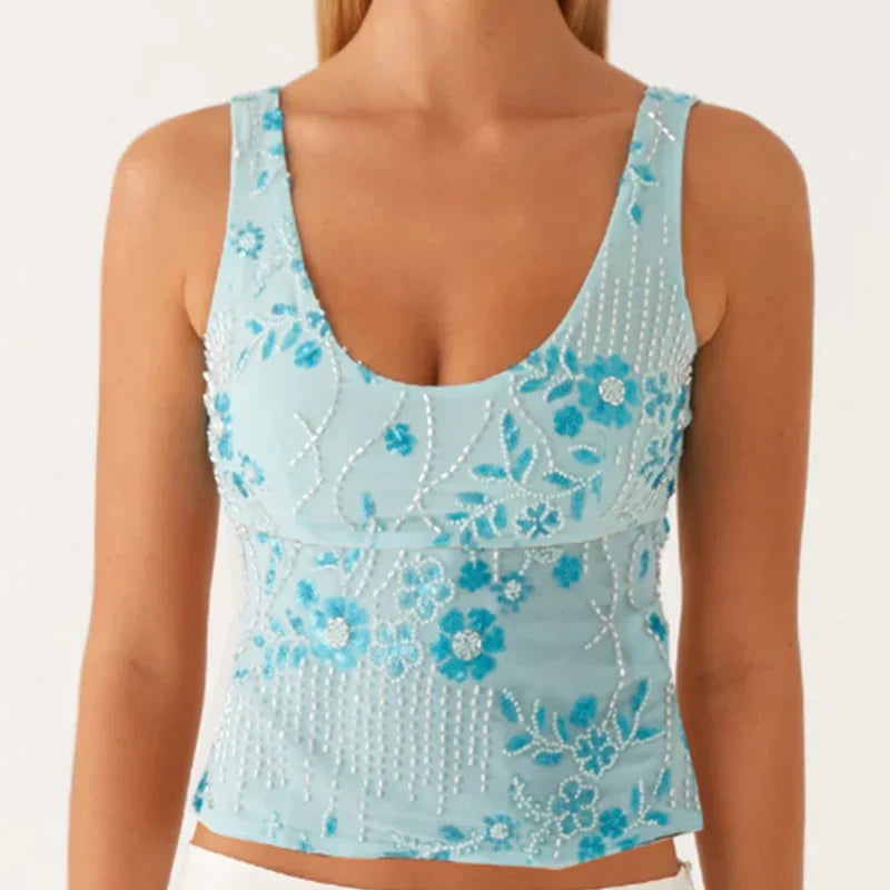 Sequin Sparkly Sleeveless Shirt Cami Top - Fashionpara