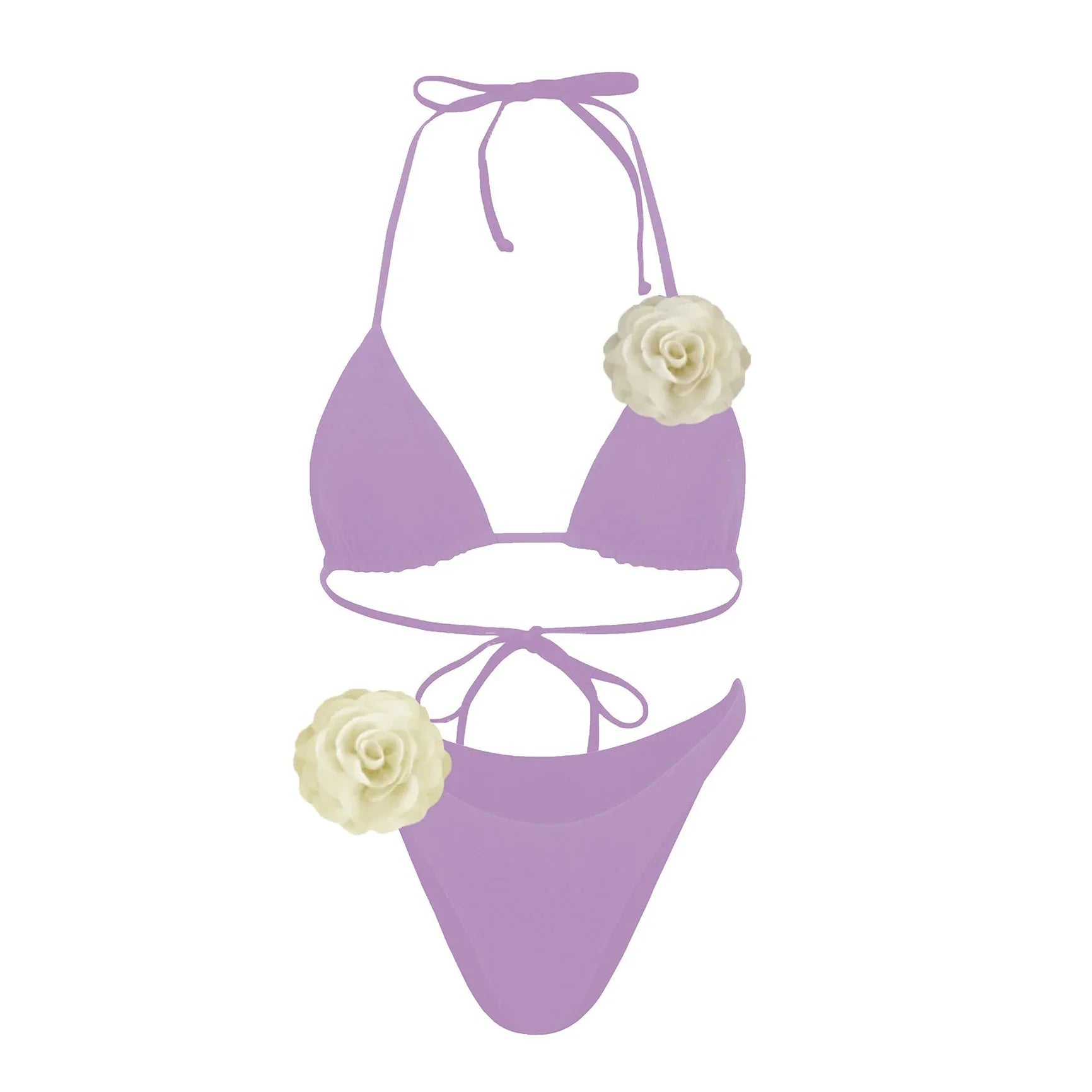 3D Floral Halter Bikini Set