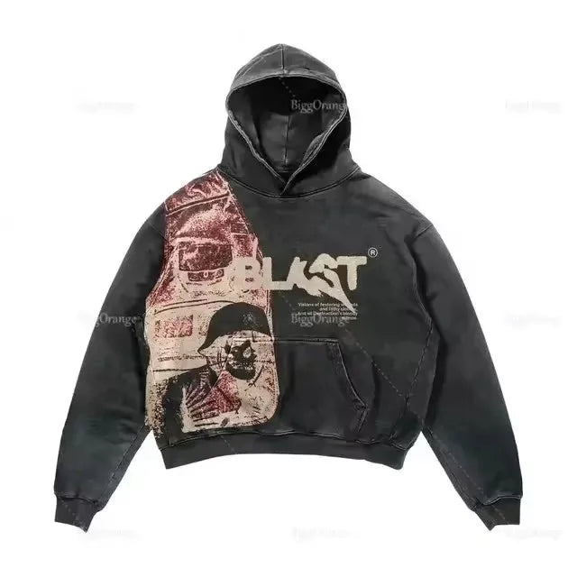 Dark Off Shoulder Pullover Hoodie