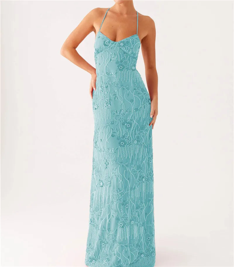 Floral Beaded Sweetheart Backless Bodycon Mini Dress - View 10