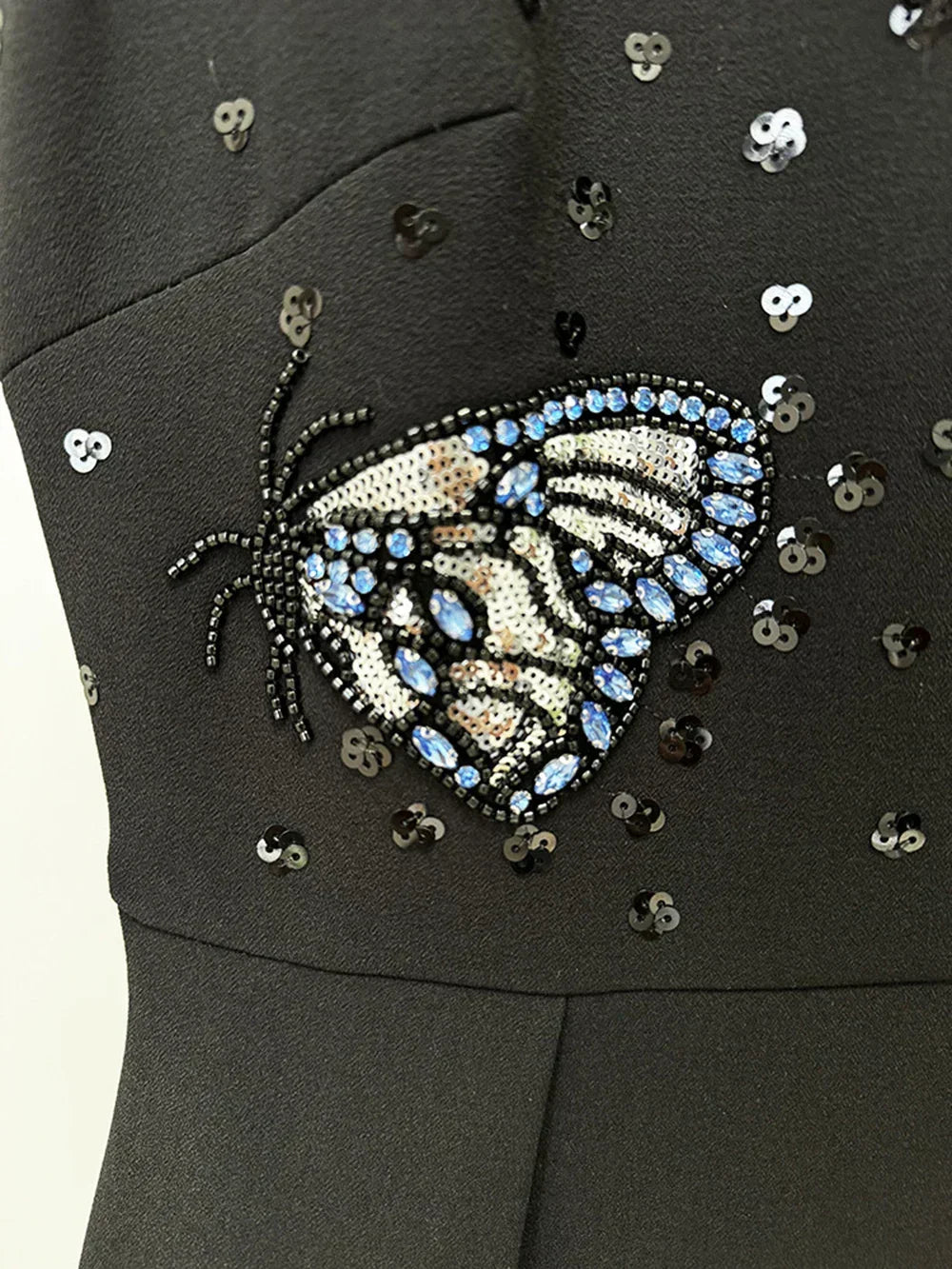 Sequin Butterfly Embellished Sleeveless A-Line Mini Dress - View 4