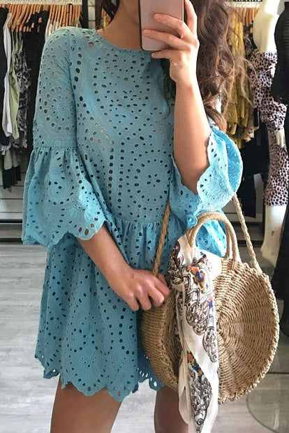 Scoop Cutout Ruffle Short Dress - Mislish