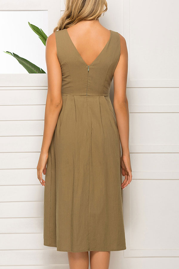 Scoop Pockets Sleeveless Casual Dress