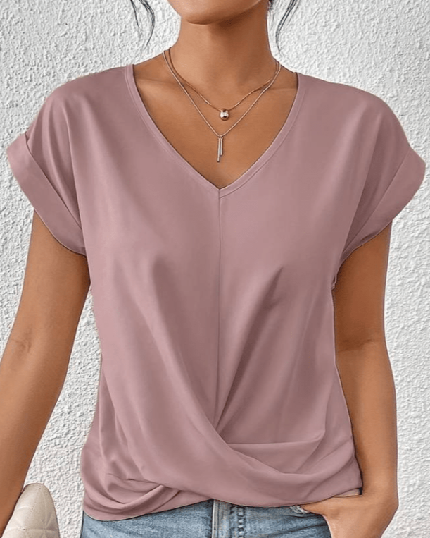 V-Neck Cap Sleeve Twist Front Top 4