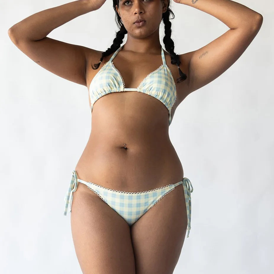 Plaid Tie-Up Bikini Set - Fashionpara