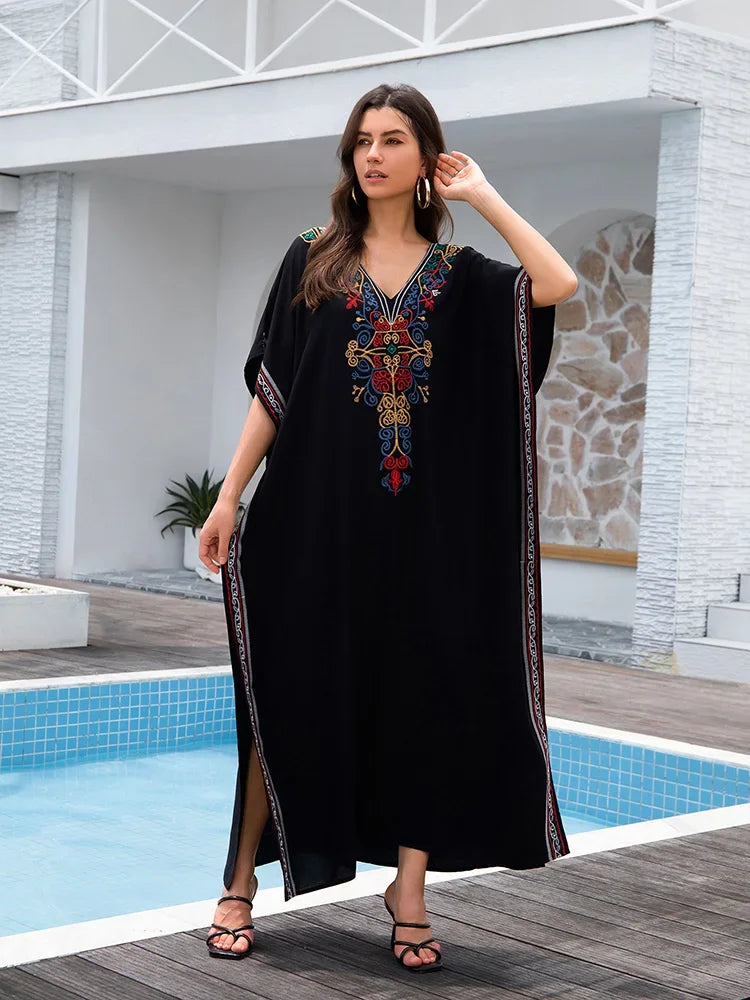 Embroidery Long Dress Beach Cover Up