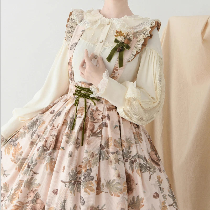 Antique Lace Frill Gigot Sleeve Blouse