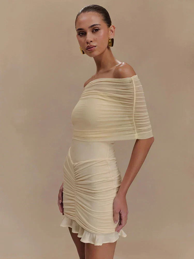 Strapless Mesh Ruffled Backless Mini Dress - View 2