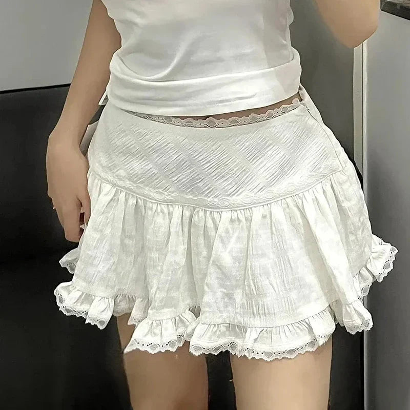 High Waist Cake Lace Vintage Skirt