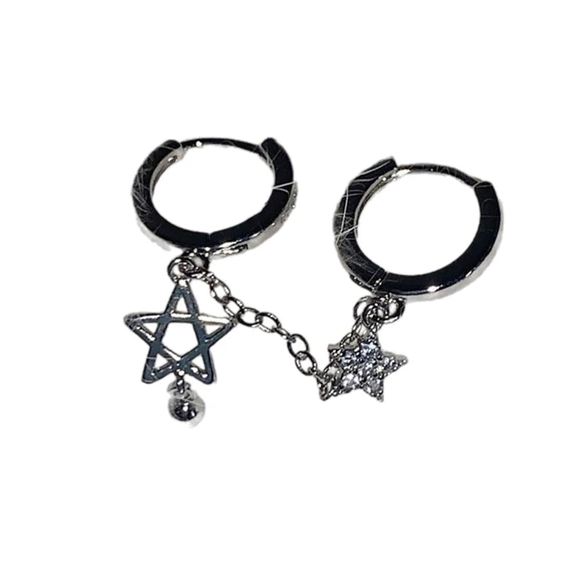 Dark Victorian Industrial Black Cross Rhinestone Earring