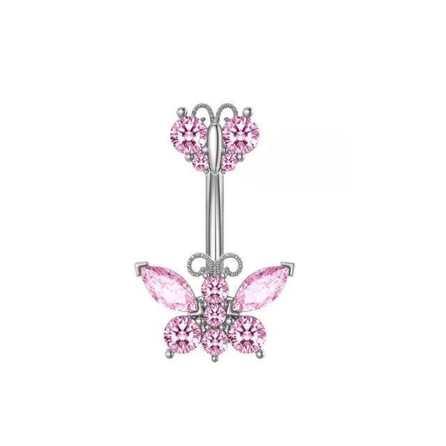 Heavenly Feathers Rose Dark Belly Ring