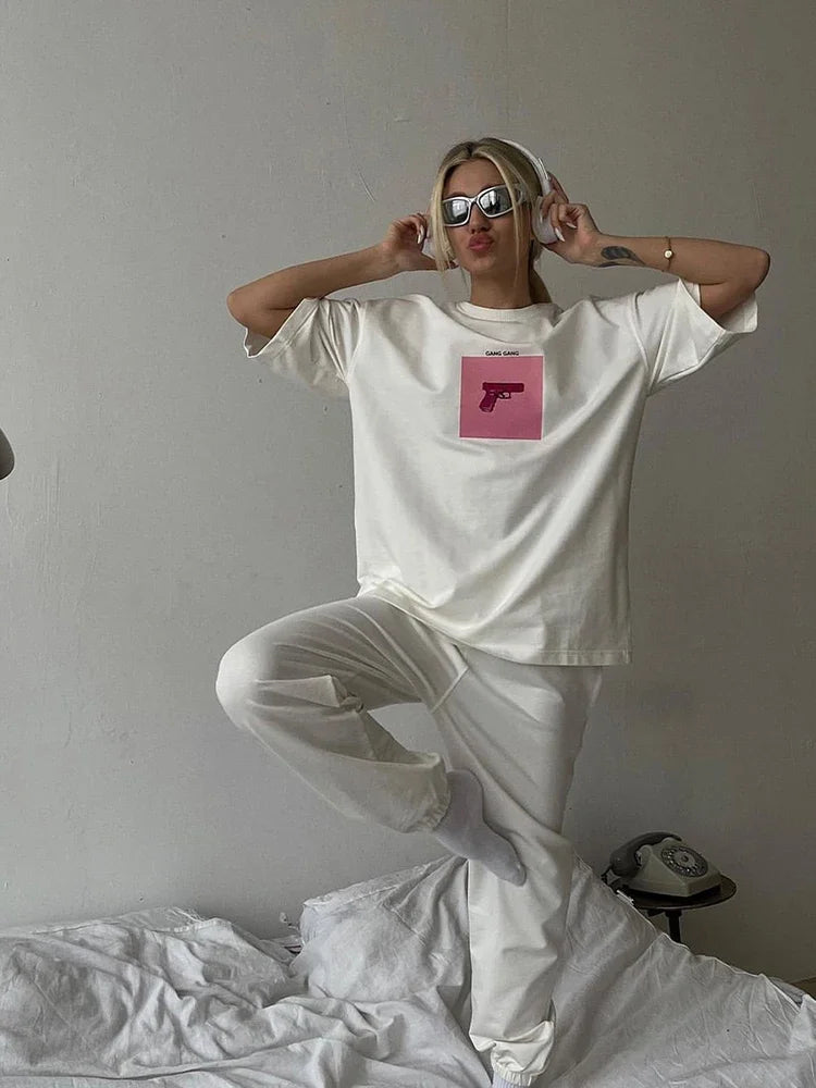 Oversized Graphic Cotton Crewneck T-shirt