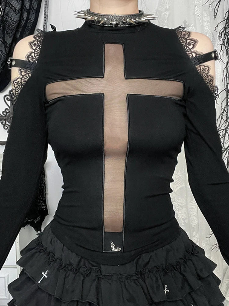 Dark Lace Patchwork Blouse