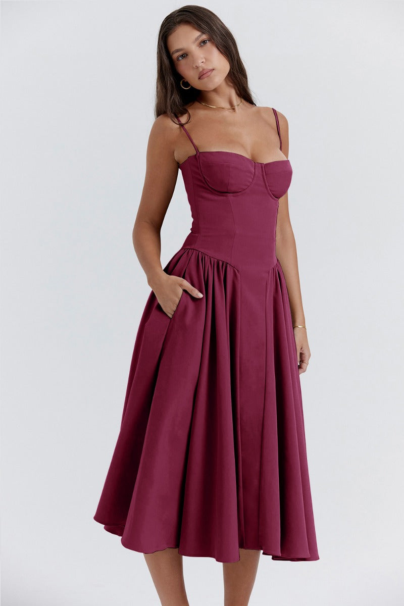 Corset Sweetheart Spaghetti Strap Fit and Flare Midi Dress - View 25