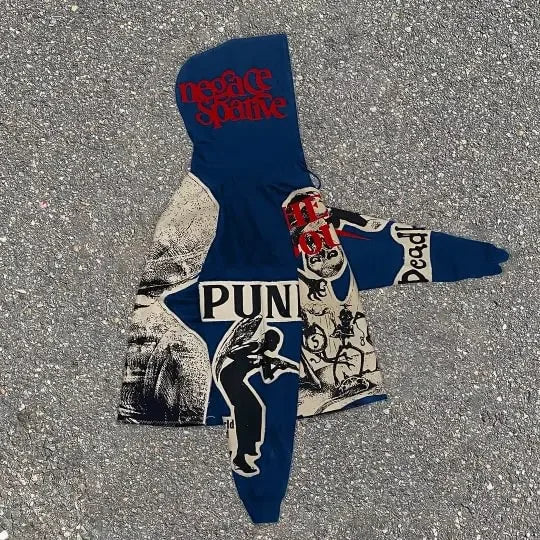 Dark Mummy Print Oversized Hoodie