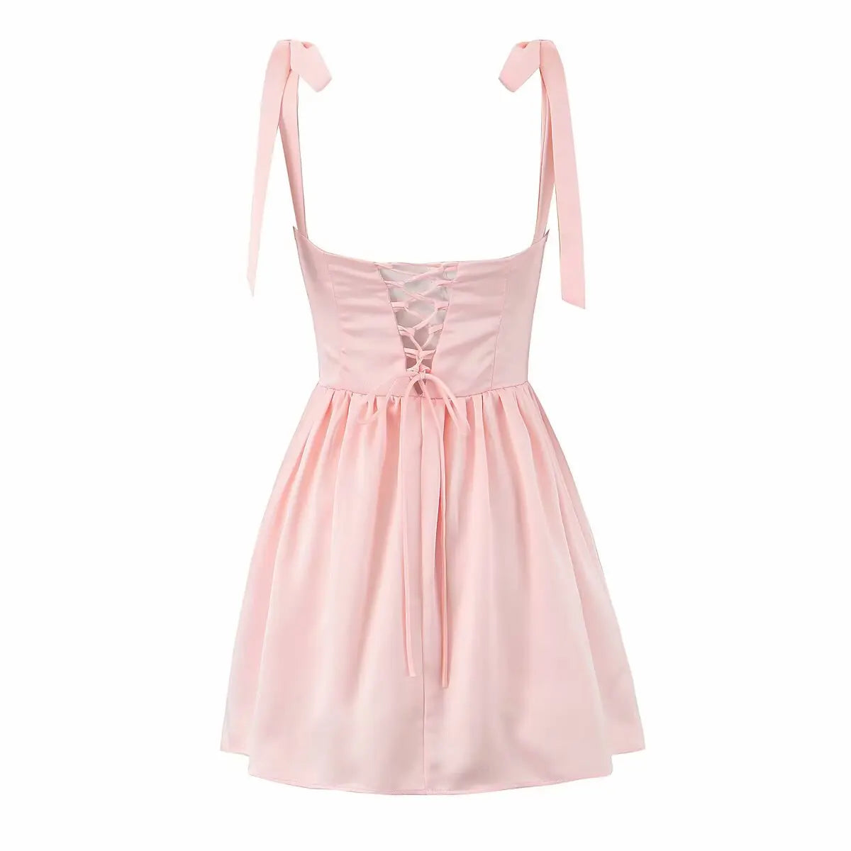 Tie Shoulder Bustier Lace Up Corset Back Mini Party Dress - View 5