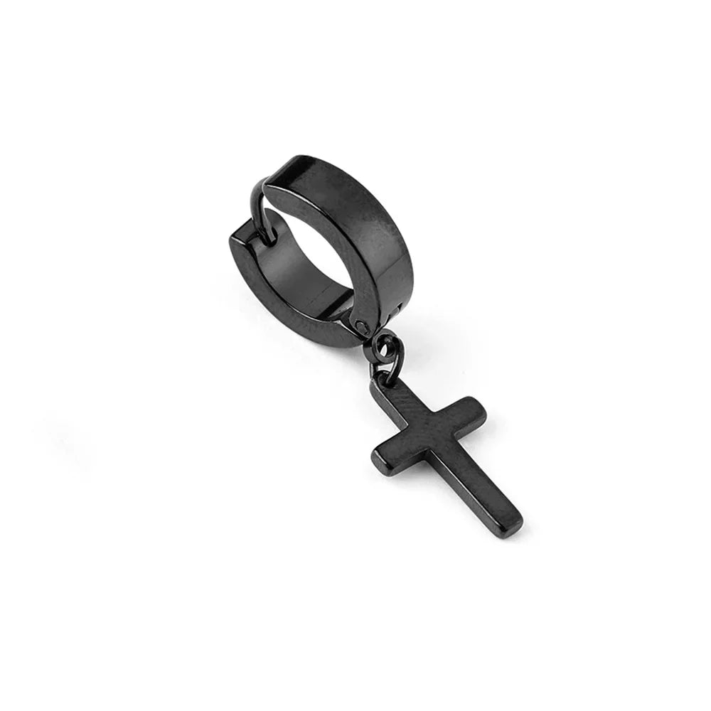 Men Rebellious Cross Stars Stainless Steel Earring