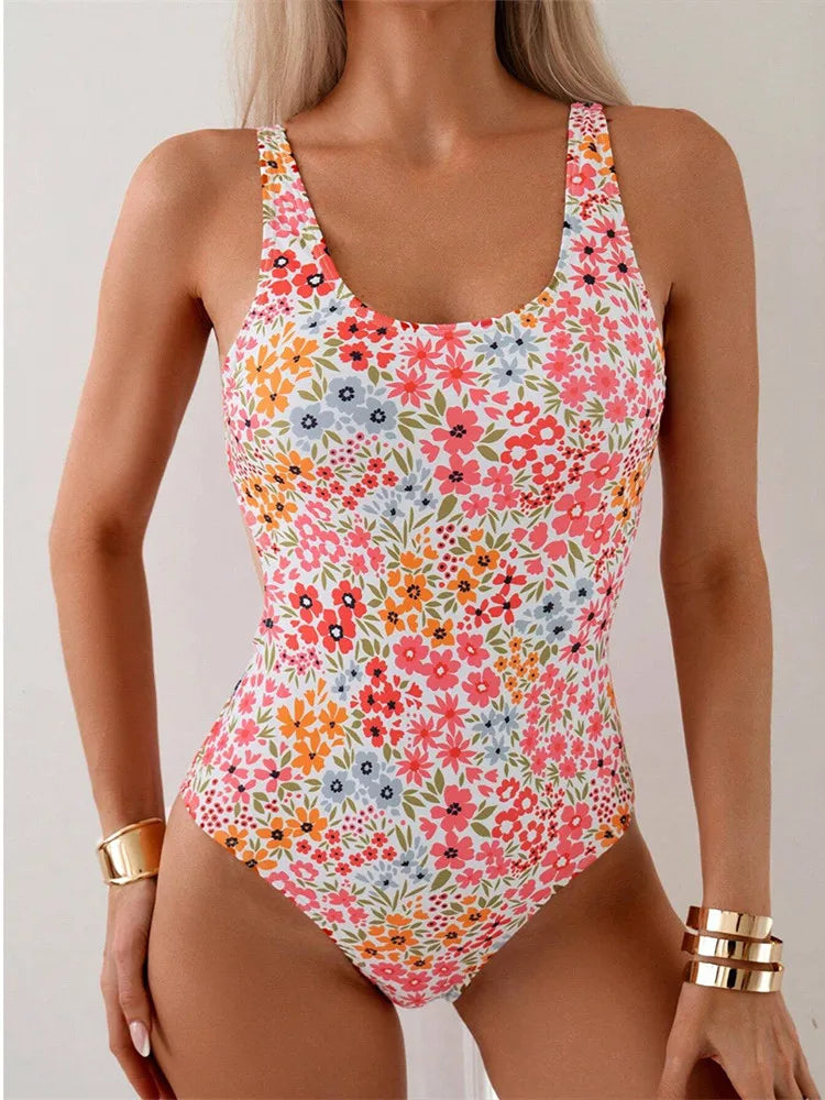 Floral Print Bodysuit One Piece Set
