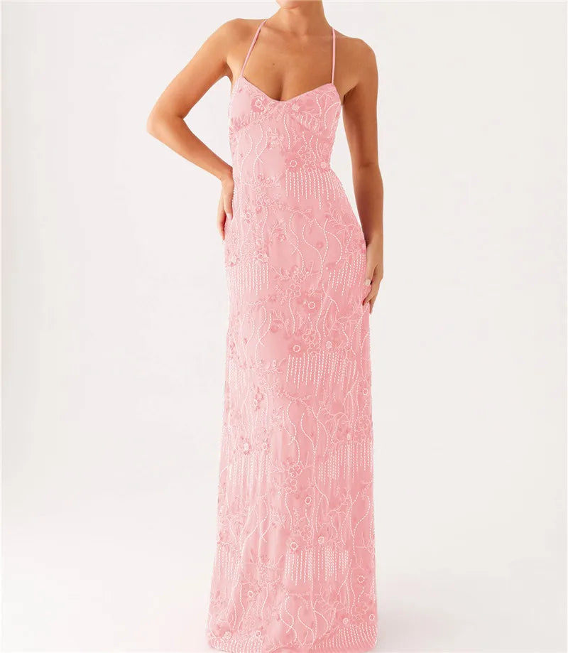 Floral Beaded Sweetheart Backless Bodycon Mini Dress - View 9