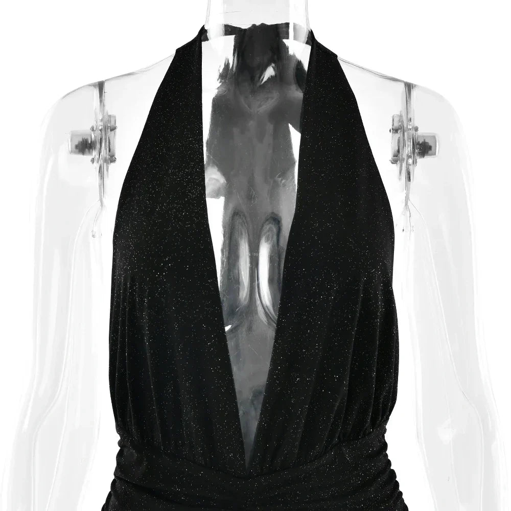 Glitter Strapless Bodycon High Split Party Midi Dress - View 10