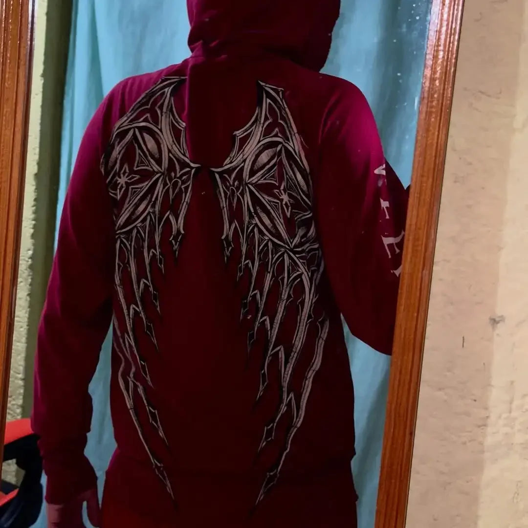 Dark Crimson Oversize Zipper Hoodie