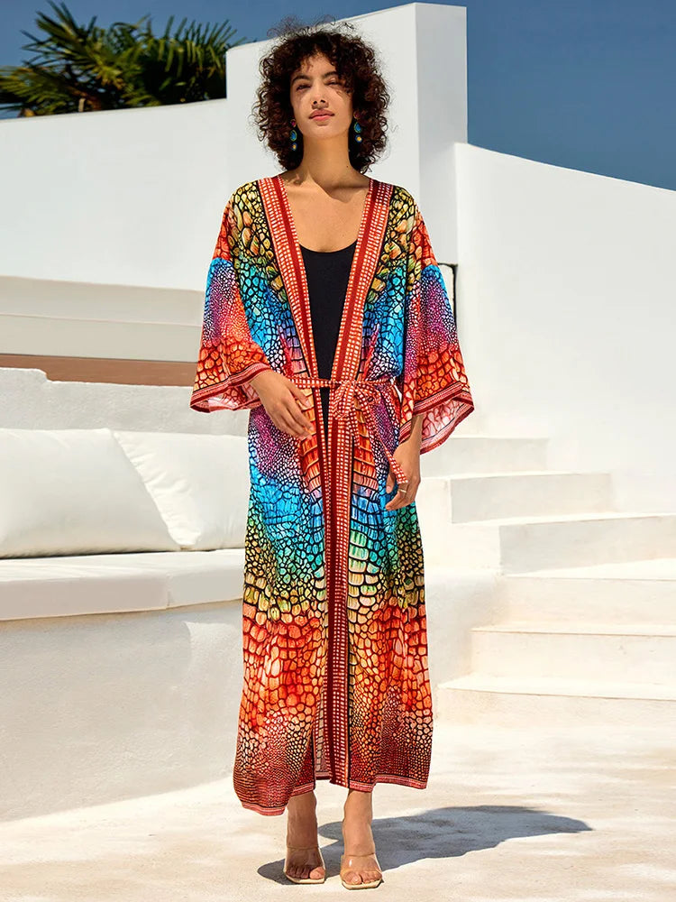 Printed V-Neck Plus Size Cover Up