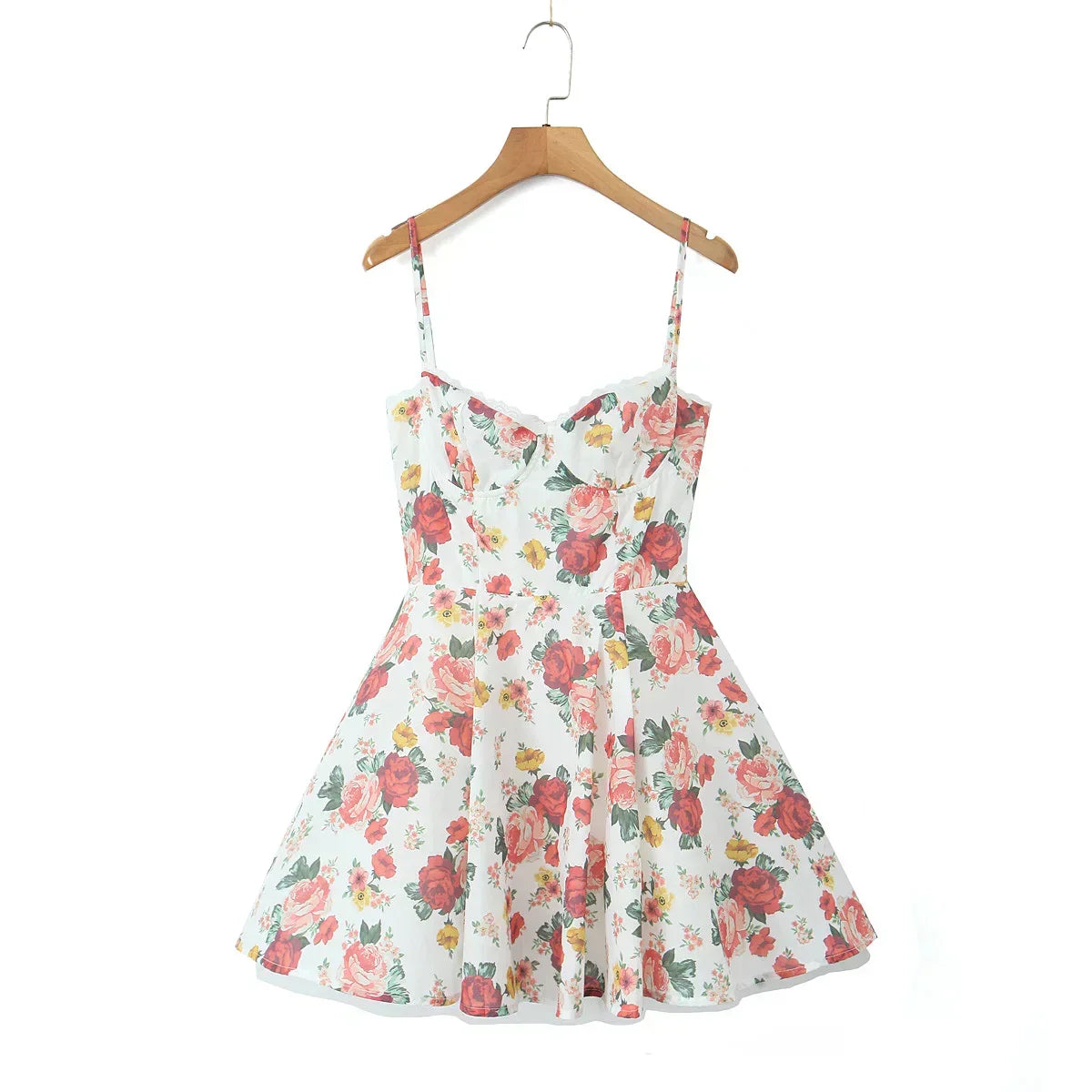 Floral Strapless Sweetheart Corset Ruffle Hem Mini Dress - View 4