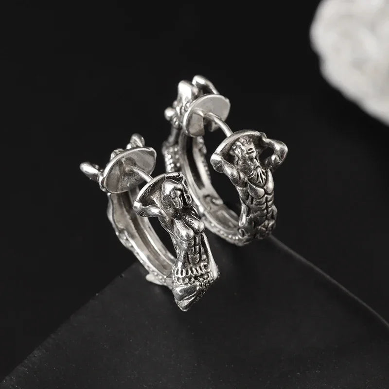 Dark Black Skull Awl Rock Declaration Earring