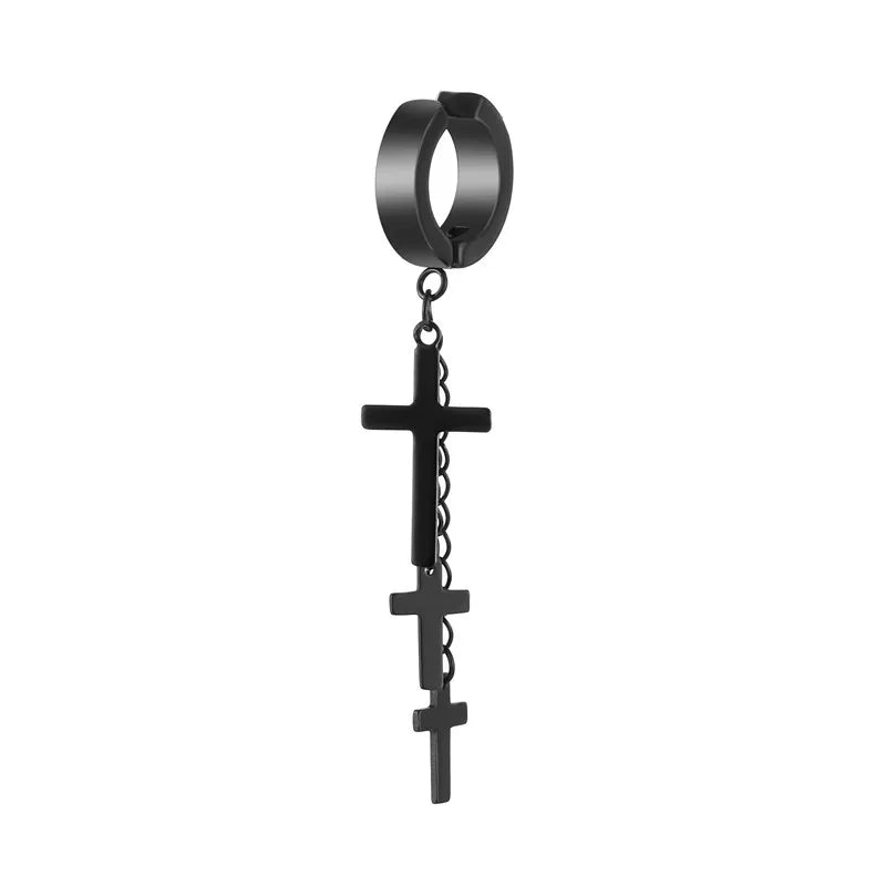 Genderless Punk Cross Fringe Chain Clip Earring