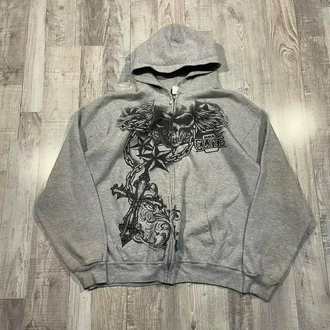 Dark Skull Oversized Zipper Hoodie
