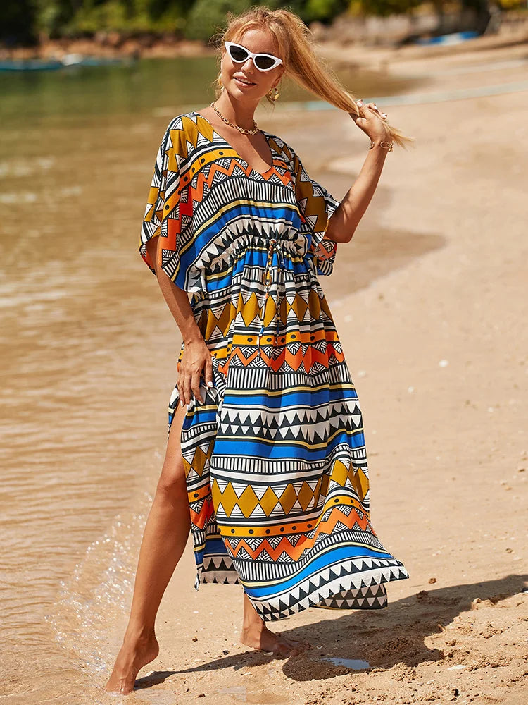 Geometry Lace Up Bikini Cover Up