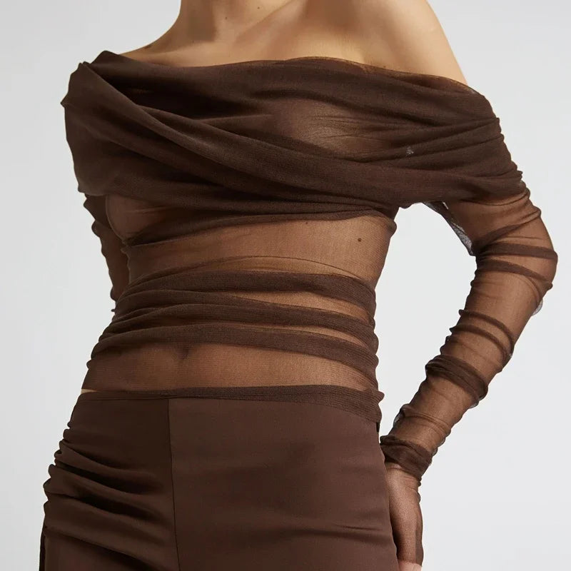 Sheer Mesh Slim Fit Crop Top