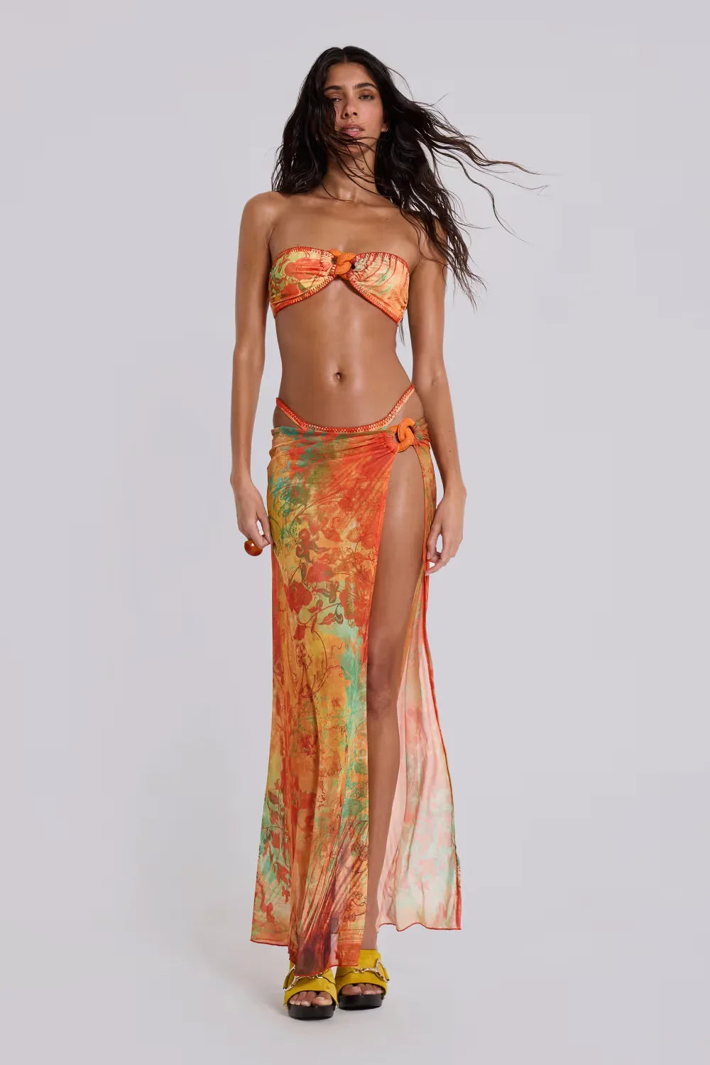 Tassel Skirt Beach Style Long Bikini Set