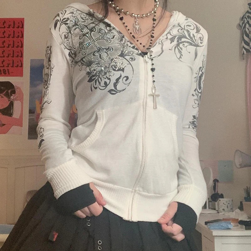 Dark Rhinestone Zip Jacket