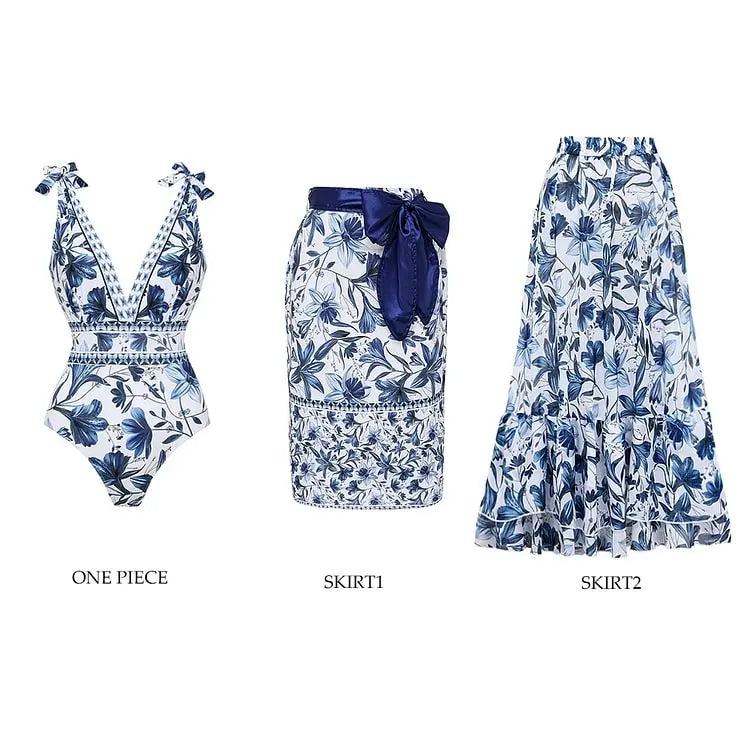 Vintage Printed Sarong Two Piece Set