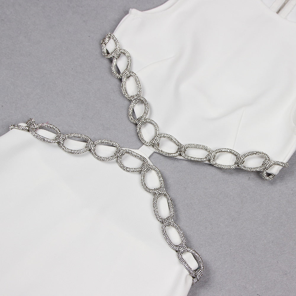 Backless Diamond Tight Mini Cut-Out Dress 4