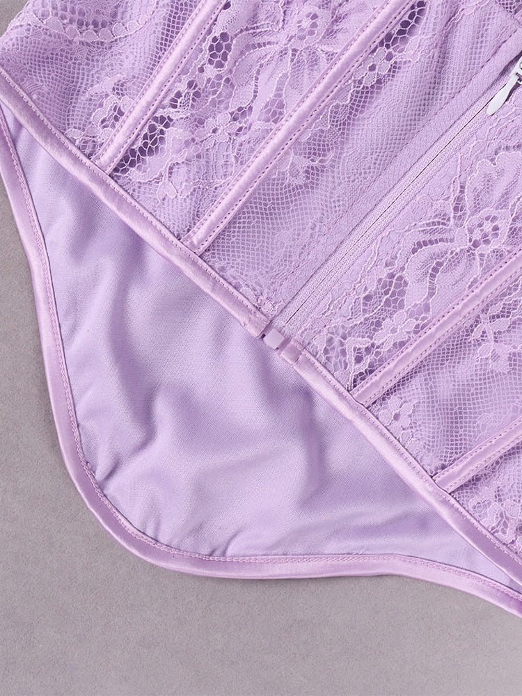 Lillian Lace Corset Long Sleeve Top - Fashionpara