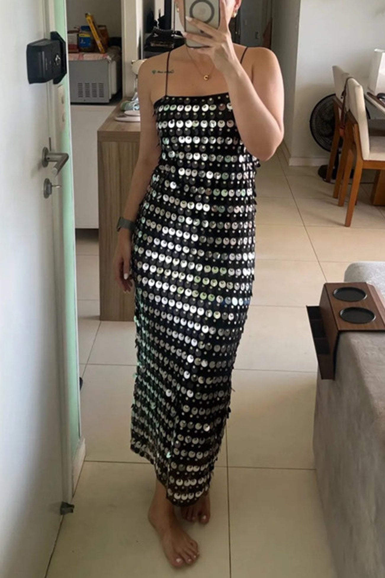 Sequins Pack Hip Cami Dress - Fashionpara