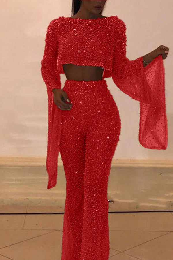 Sexy Sparkly Long Sleeves Women's Jumpsuit
