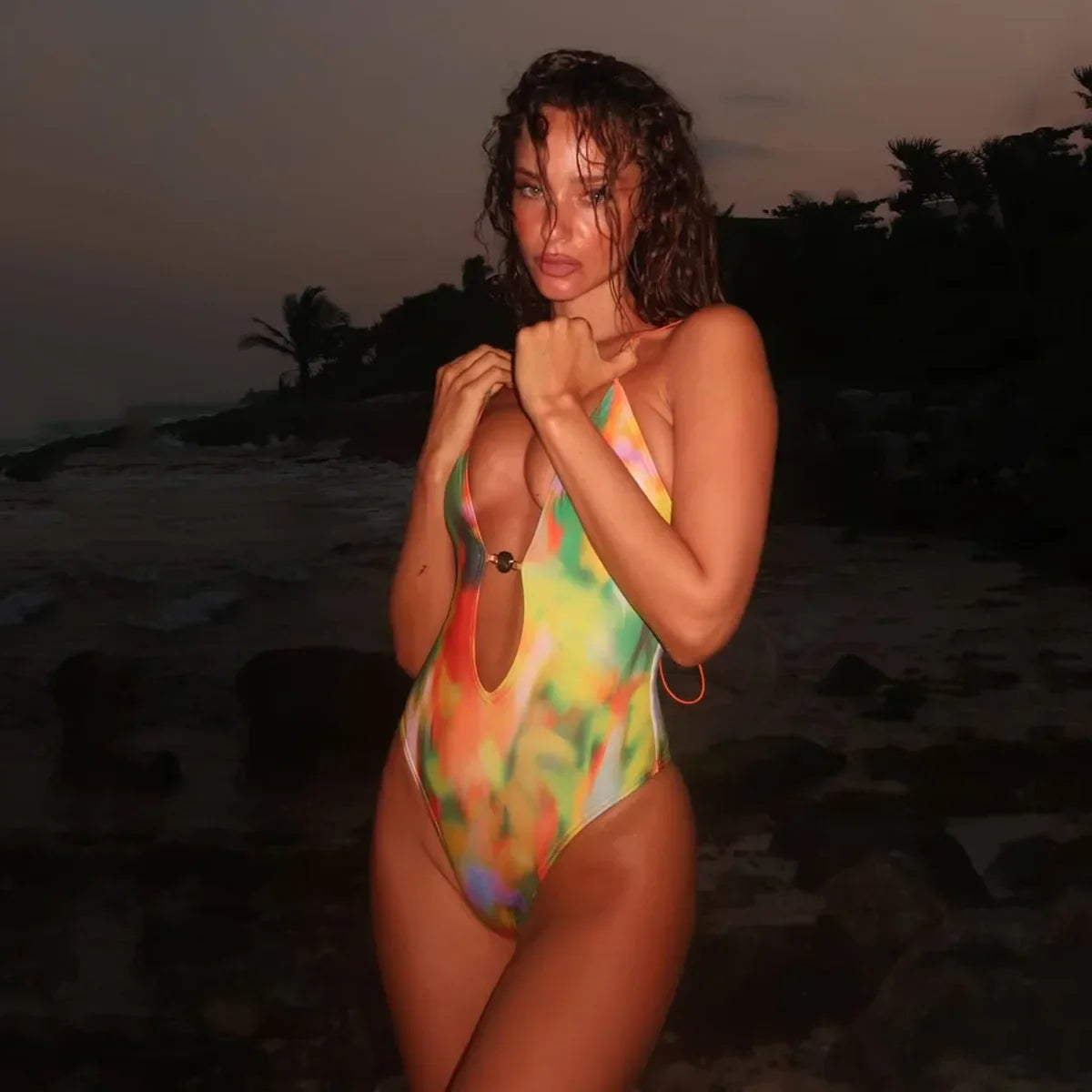 Bandeau Hollow One Piece Swimsuit