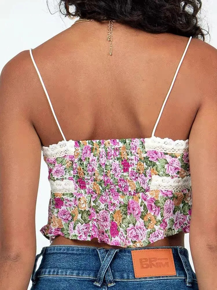 Vintage Floral Lace Crop Top