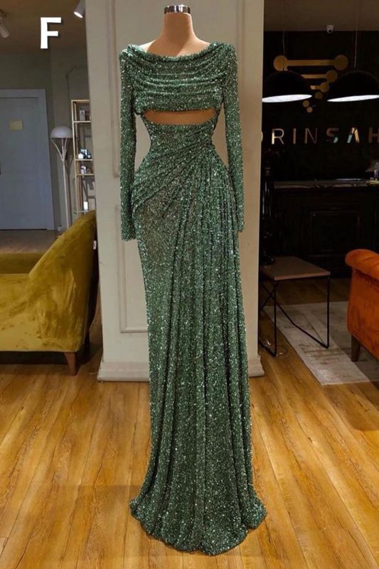 Sexy Long Mint Green Sequins Prom Evening Dresses Mermaid