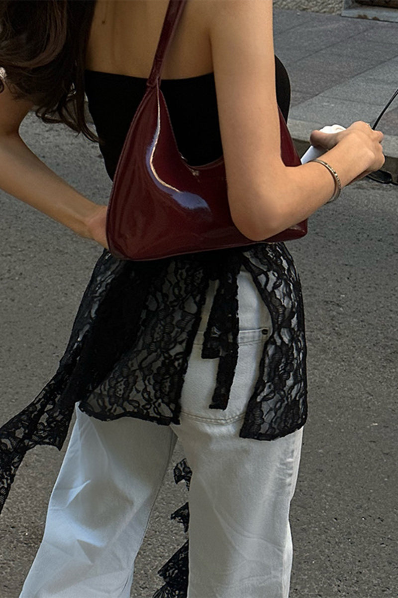 Sexy Solid Color Lace Stringy Selvedge Strapless Tops - Fashionpara