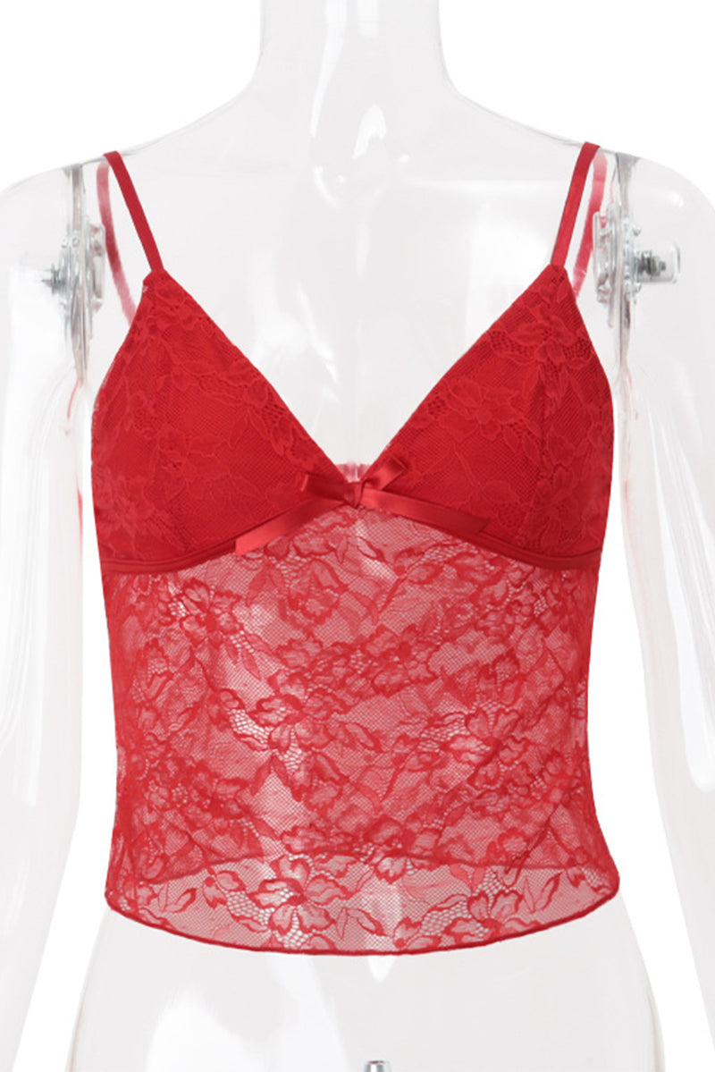 Sexy Solid Color Lace V Neck Tops(3 Colors) - Fashionpara