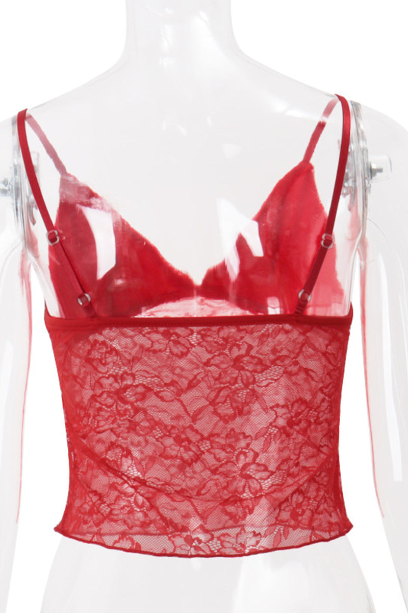 Sexy Solid Color Lace V Neck Tops(3 Colors) - Fashionpara