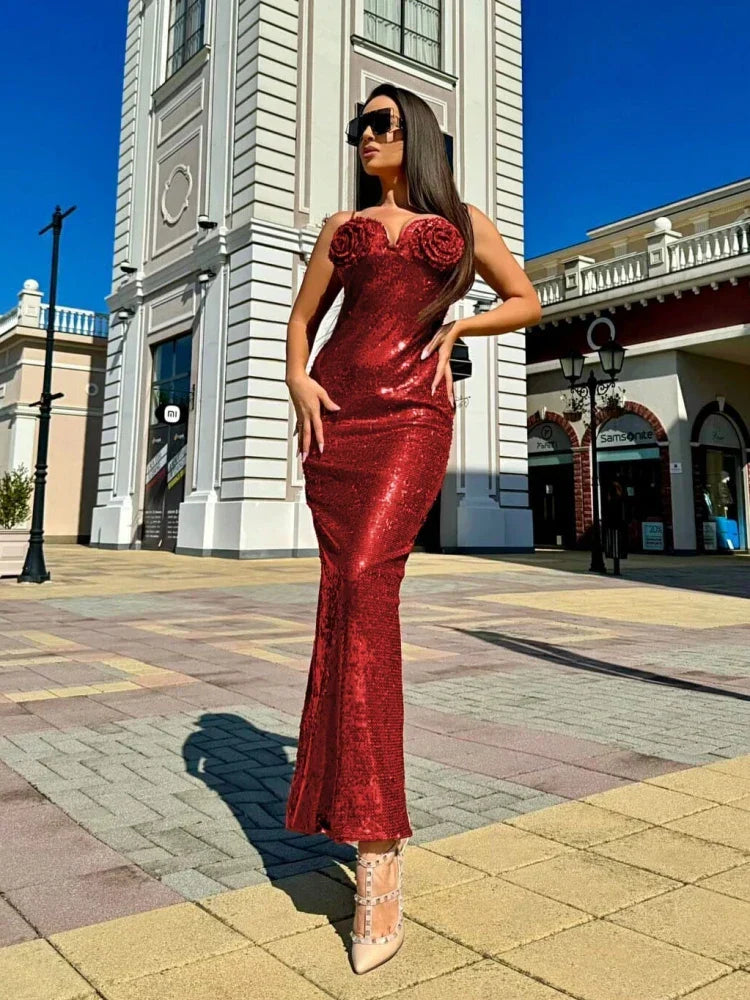 Sequin Strapless Sweetheart Mermaid Gown
