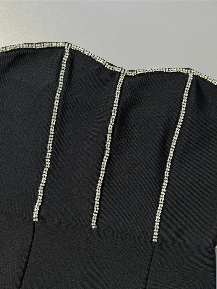 Strapless Beaded Corset Mermaid Midi Dress